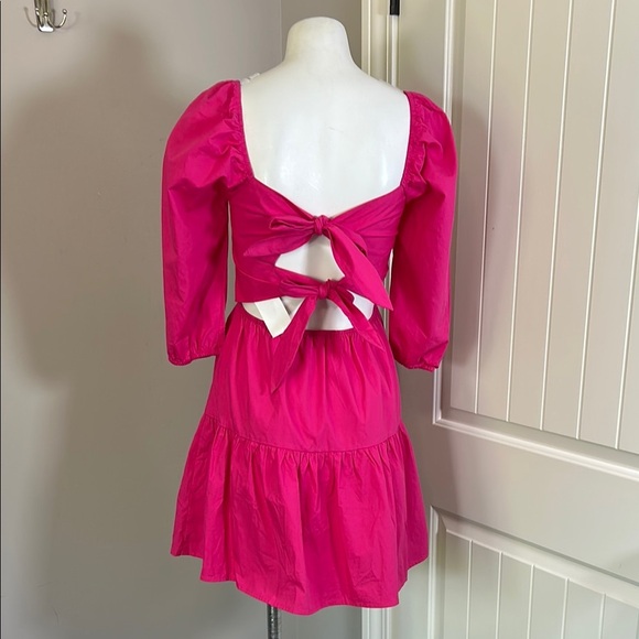 Adelyn Rae SANDI POPLIN TIE BACK Mini Dress Fuschia Pink Sz XS NEW - Picture 3 of 12